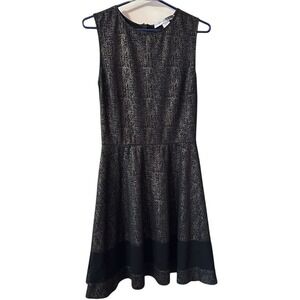 Necessary Objects Black and Gold Metallic Fit & Flare Mini Dress